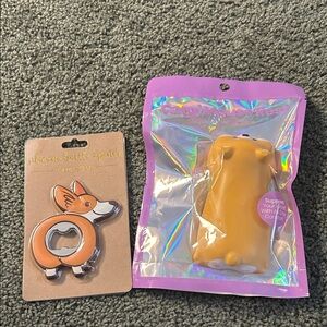 Orange Fox Keyring and Tan Squishy Plush Set - Kids Toys